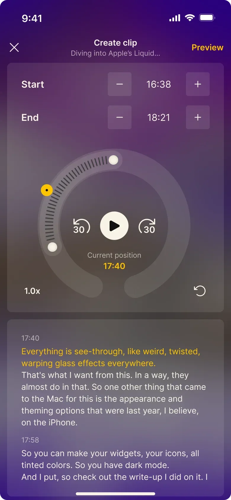 Creating a clip