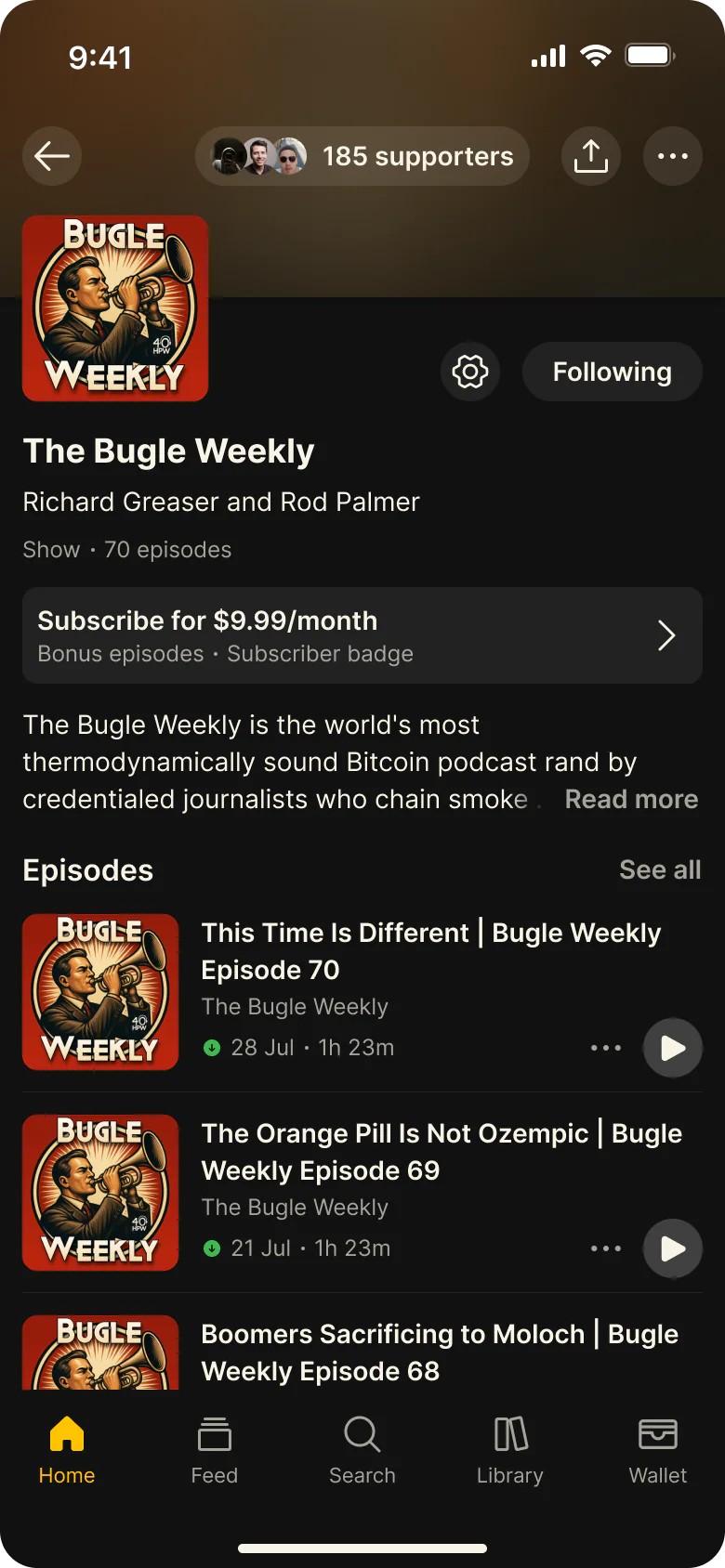 Subscribing to a show